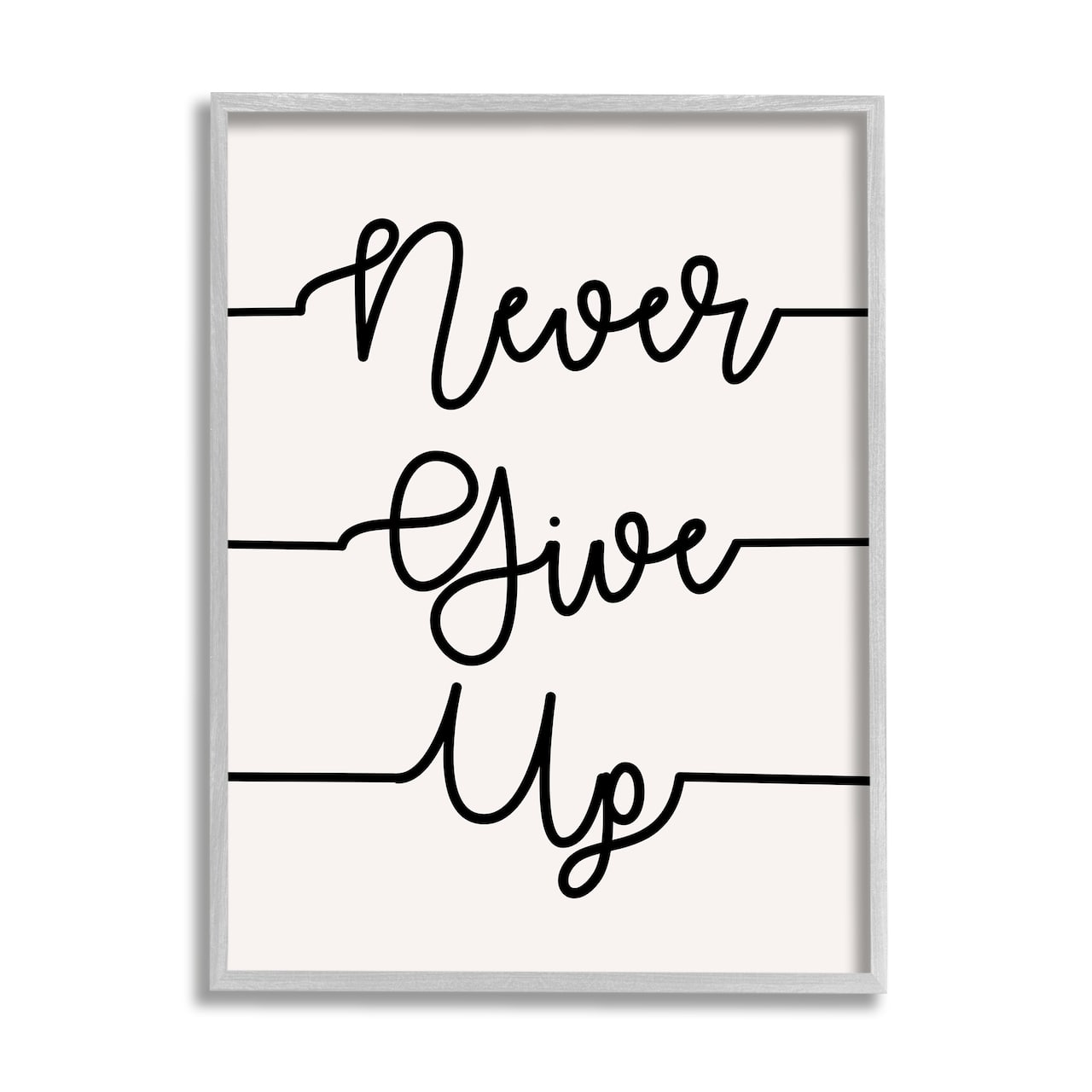 Stupell Industries Never Give Up Phrase Abstract Line Typography Framed Wall Art